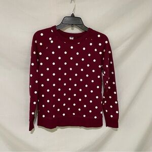 Old Navy Women’s Maroon with White Polka Dot Crew Neck Sweatshirt Size XS
